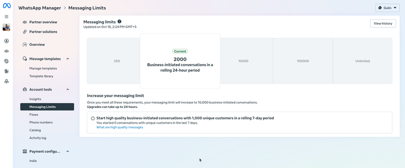 WhatsApp Manager Messaging Limits